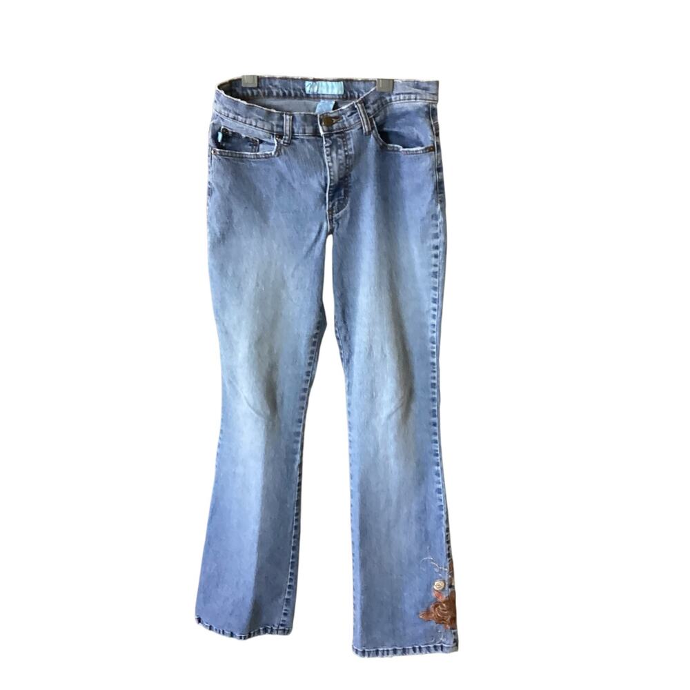 Duplex Style Embroidered Faded Jeans Size 8